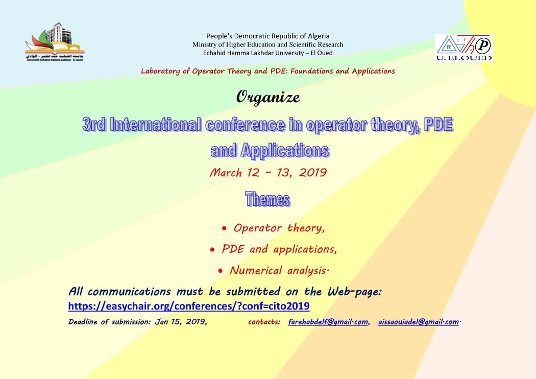 3rd international conference in operator theory,PDE and applications