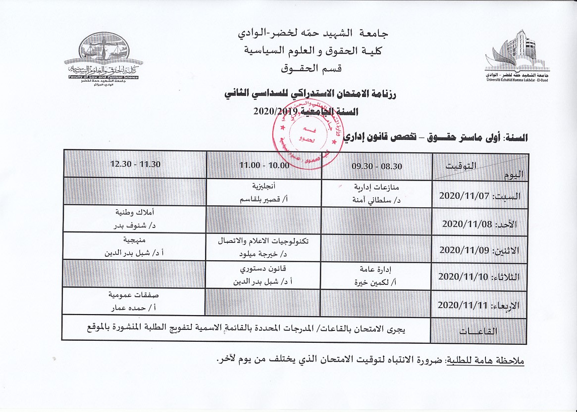 أولى ماستر اداري الاستداراكي 2