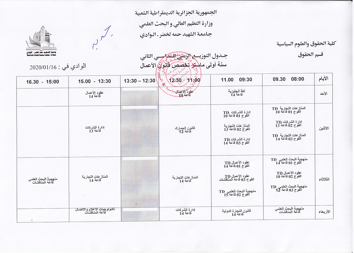 اولى ماستر قانون أعمال