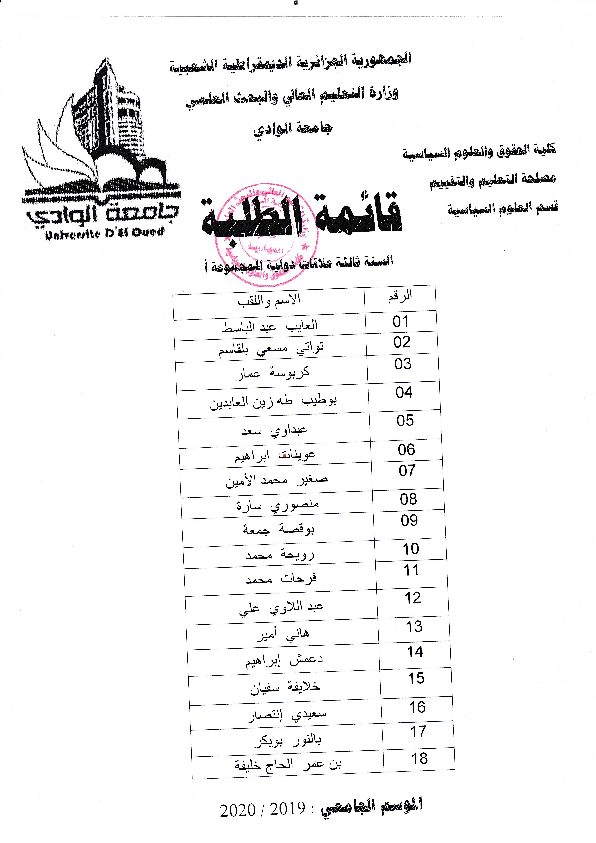 علاقات دولية مج أ السنة الثالثة علوم سياسية