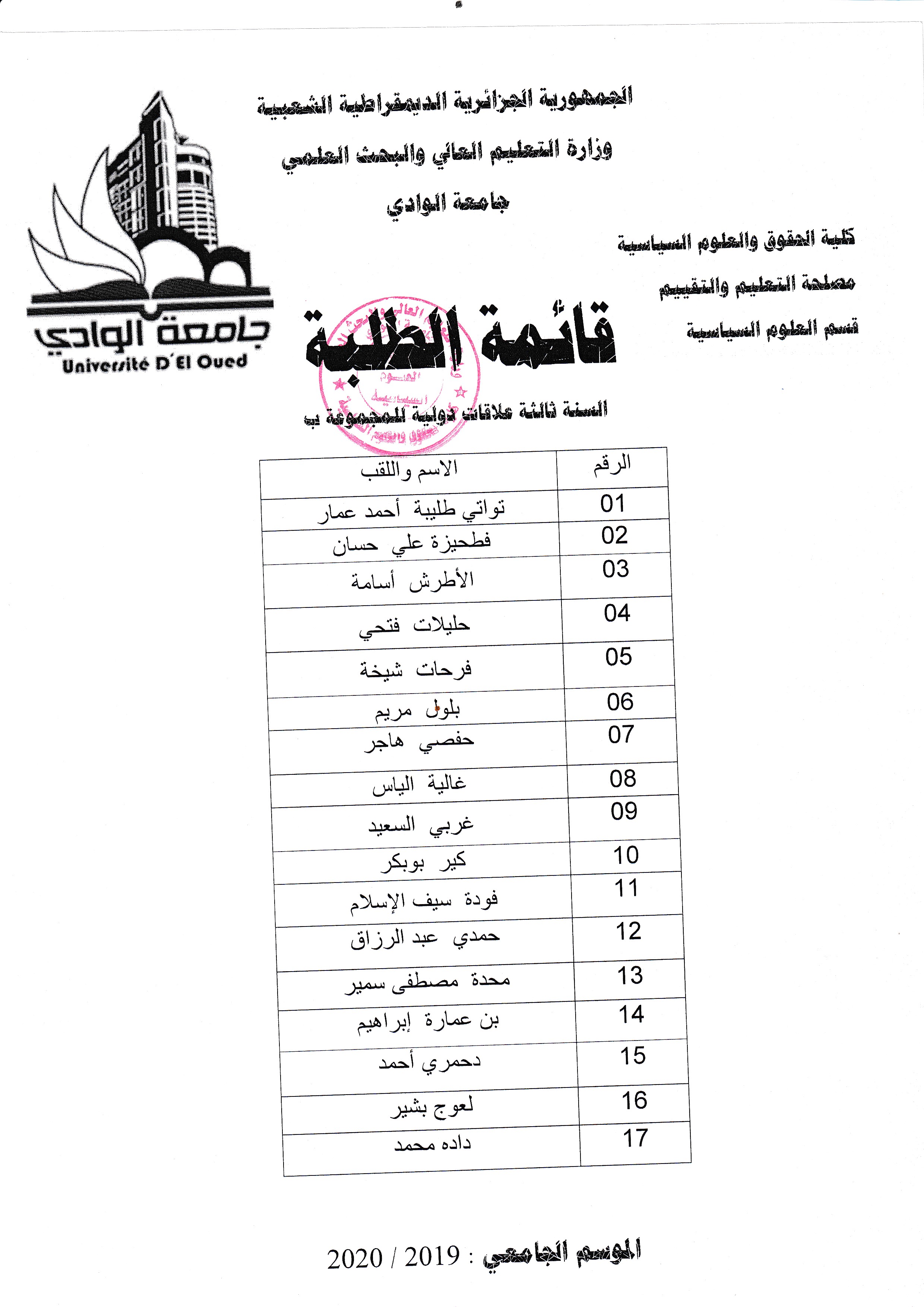 علاقات دولية مج ب السنة الثالثة علوم سياسية