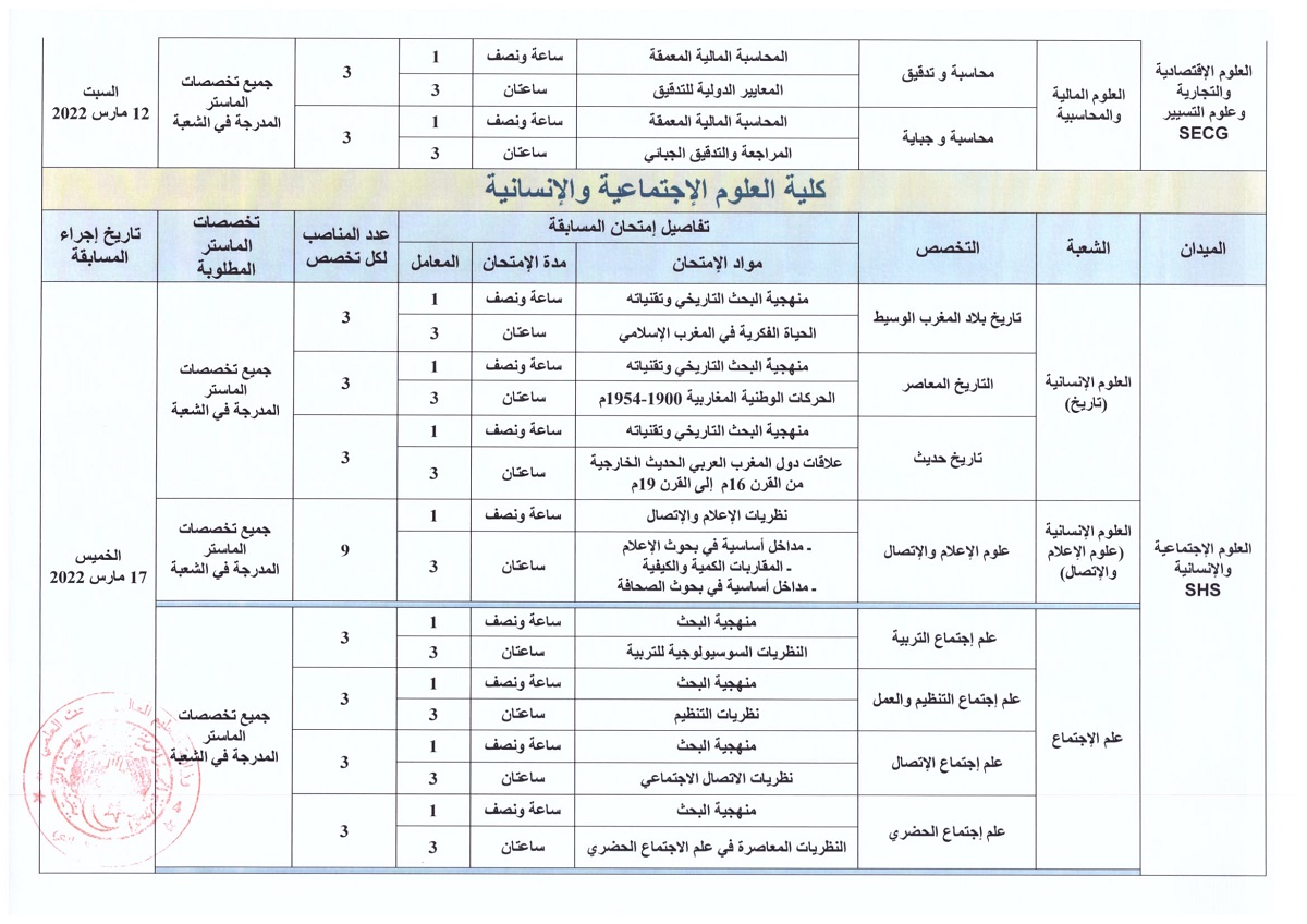 اعلان عن تنظيم مسابقة دكتوراه  08