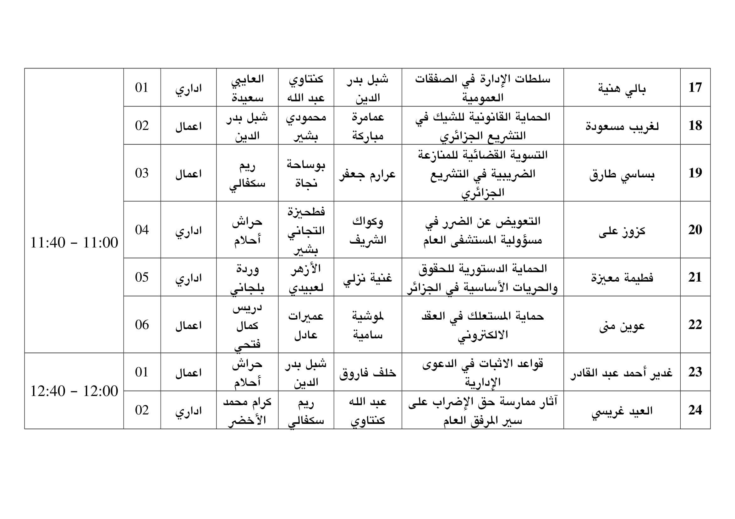 مواعيد مناقشات مذكرات الماستر الاحد-4