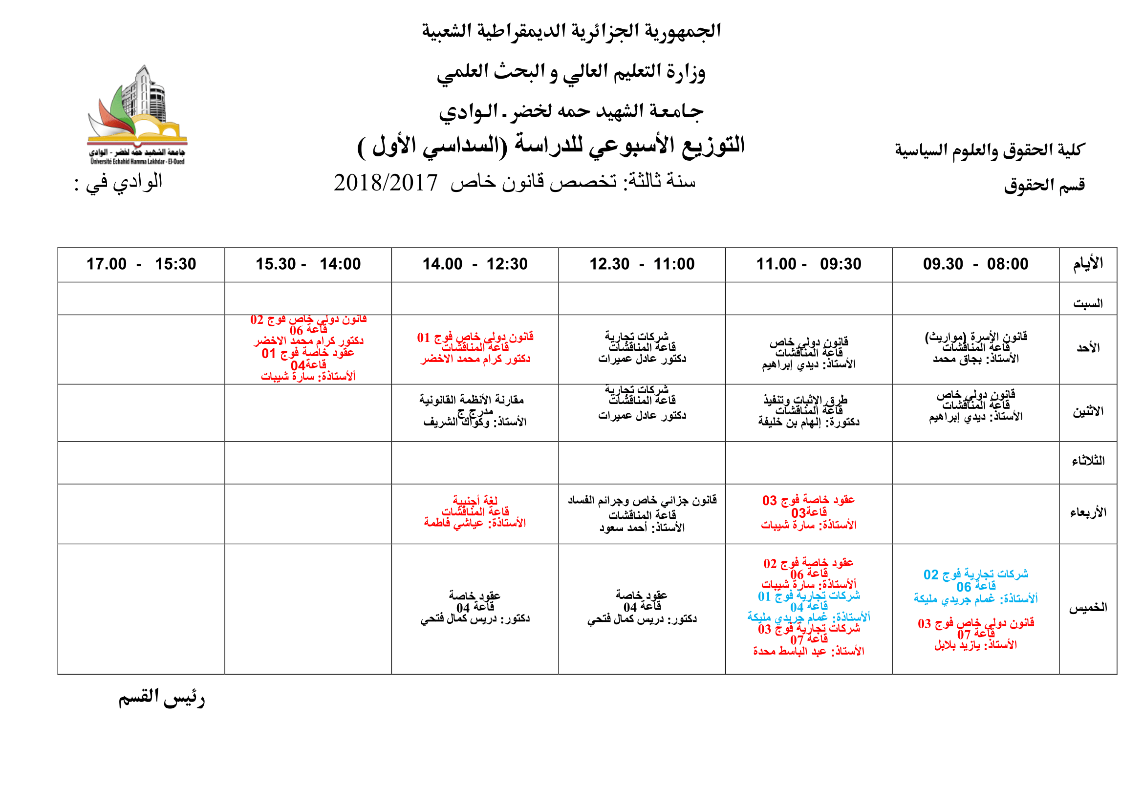 جميع جداول الليسانس-2-4